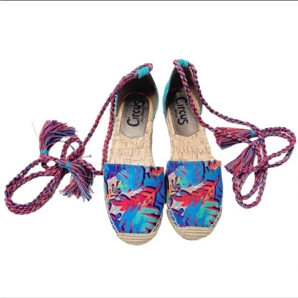 Sam Edelman Women's Lenora Canvas Espadrille Shoe Ankle Tie Size 8